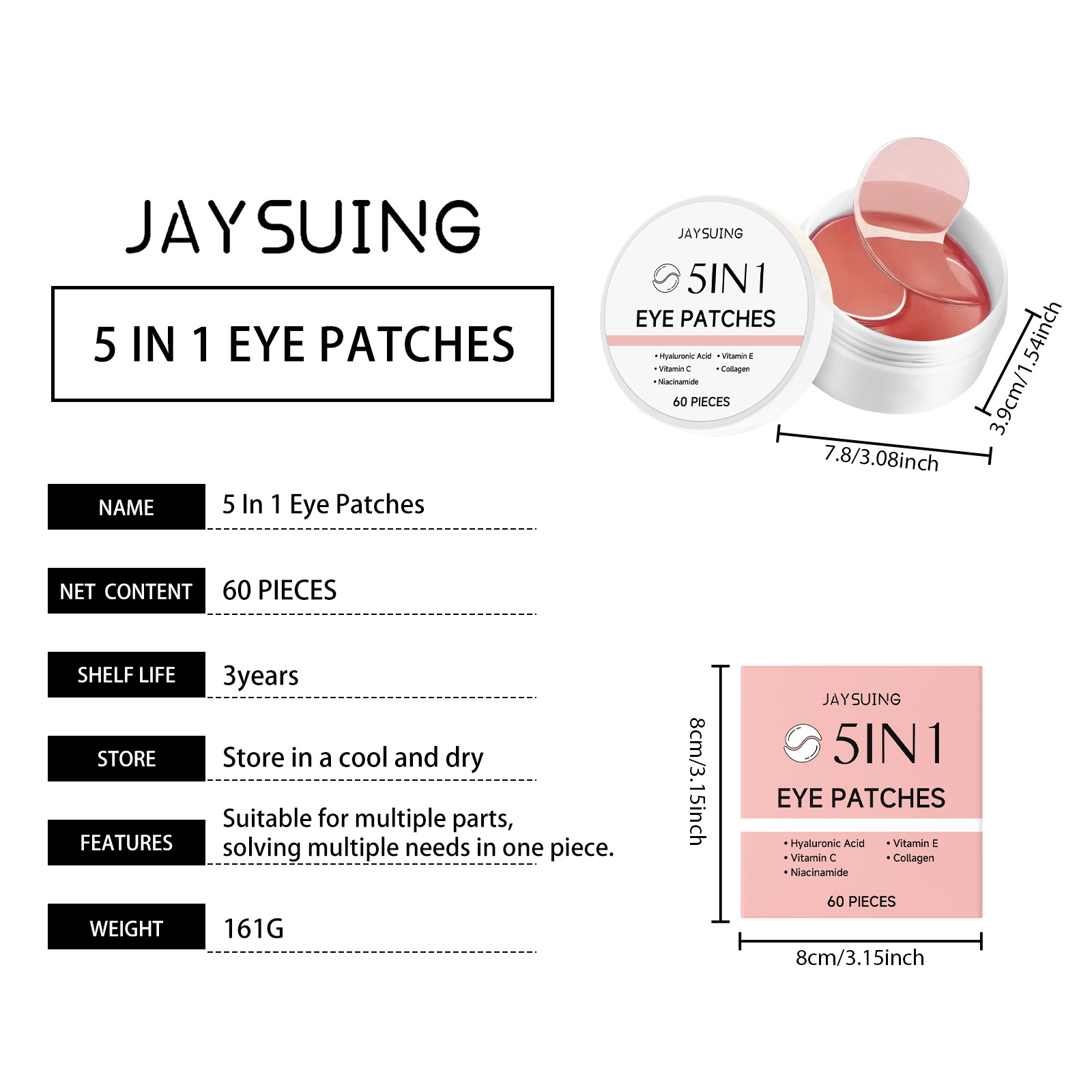 JAYSUING Parches para Ojos 5 e - Hyaluronic Acid Serum reseña y precio